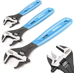 SHALL 3 Piece Adjustable Wrench Kit – 6", 8" & 10" Cushion Grip Wrenches for Home, Garage & Workshop