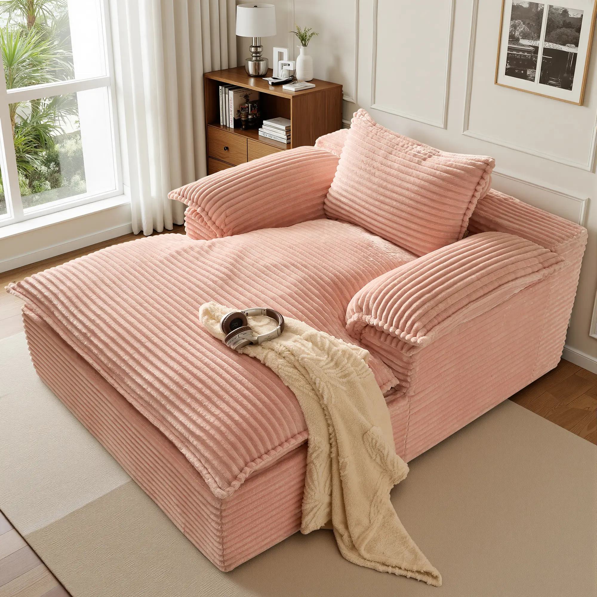 Upgrade Pink Plush Corduroy With Soft Cushion