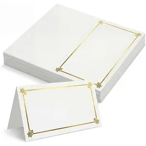 Place Cards for Table Setting Name Cards for Table Decoration 2x3.5-Inch Tent Seat Cards with Gold Foil Border&Corner Motifs 50Pcs Perfect for Weddings Dinner Parties