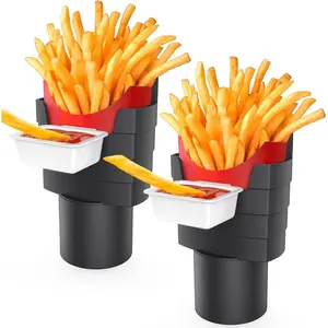 2Pack  Fry Holder for ,  Dipping Sauce Holder with Cup, Condiment  Holder with Cup for Ketchup