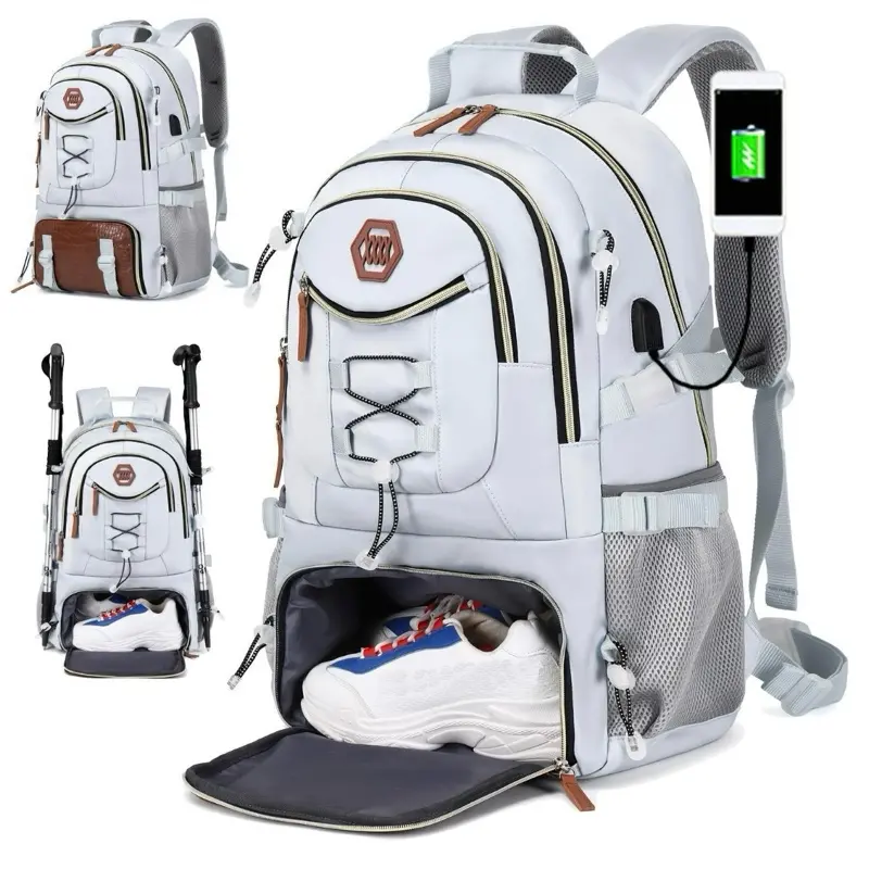 Large Capacity Travel Backpack with Laptop Bag Outdoor Backpack with Shoe Storage Water-Resistant Multiple Compartments Lightweight Design for Hiking 52cm x 34cm x 16cm 760g