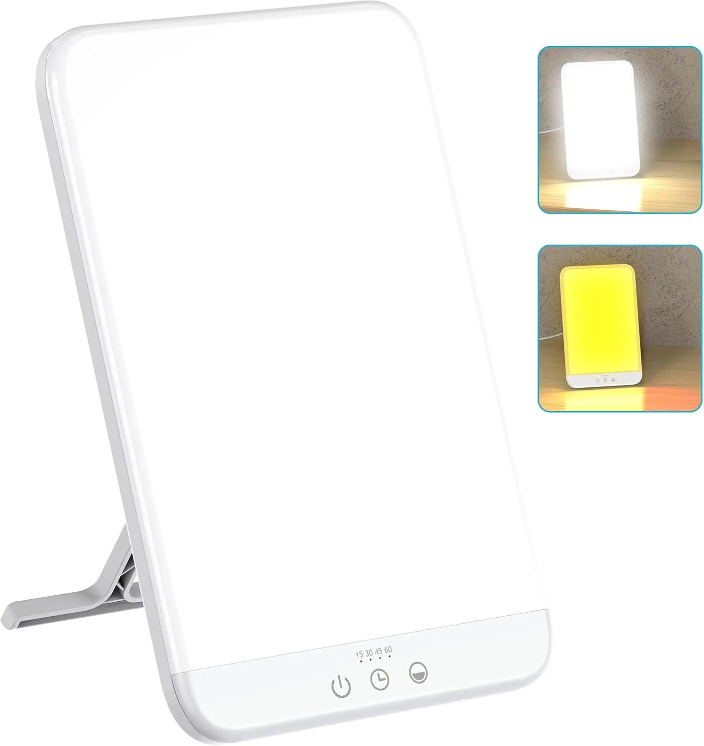 Light Therapy Lamp, Ultra-Thin 10000 Lux UV-Free Therapy Light, Adjustable Brightness Levels, Timer Function, Two Color Temperature, 90° Rotatable Stand for Better Mood & Focus