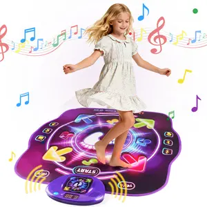Dance Mat Toys for 3-12 Year Old Kids, Electronic Dance Pad with Light-up 4-Button Wireless Bluetooth, Music Dance with 4 Game Modes, Birthday Toys Party Toys Gifts for 3 4 5 6 7 8 9 10+ Year Old