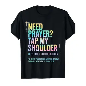 Christmas Gift Christian Prayer T-Shirt for Men and Women Tap My Shoulder Praying Oversized Tee Casual Church Wear Prayer Outfit