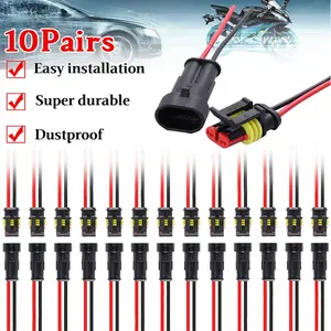 20X 2-Pin Car Waterproof Electrical Connector Plug Kit – Male & Female Wire Terminals Set