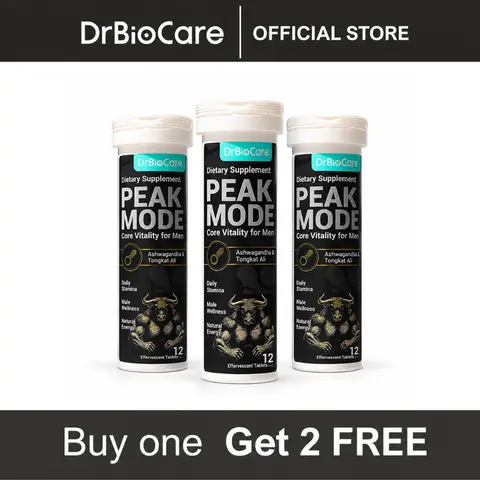 [B1G2 FREE] DrBioCare Men's Vitality & Energy Effervescent Tablets - With Tongkat Ali, Shilajit,Ashwagandha & L-Arginine for Daily Wellness