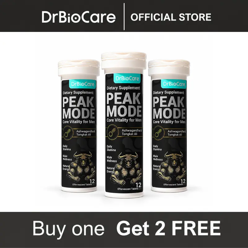 [B1G2 FREE] DrBioCare Men's Vitality & Energy Effervescent Tablets - With Tongkat Ali, Shilajit,Ashwagandha & L-Arginine for Daily Wellness