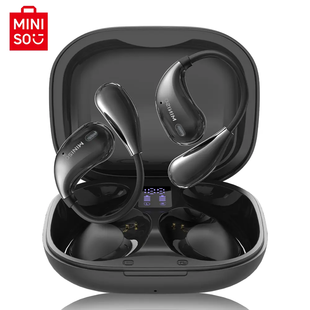 MINISO X33 Wireless Earbuds Open Ear Earbuds Bluetooth 6.0, IPX5 Waterproof,35Hrs Playtime,On Ear Headphones Immersive Premium Sound Long Distance Connection Headset with Charging Case,Light-Weight Headphones Built-in Microphone, Audio, Open Ear Earphones