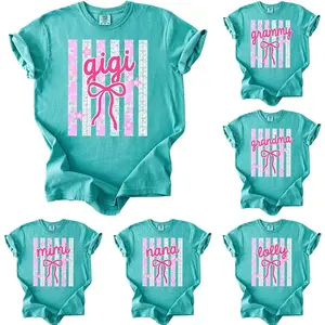 Custom Striped Gigi Coquette Floral Comfort Colors Shirt, Personalized Grandparent Gift, Floral Grandma Mimi Nana Mama Auntie Lala T-Shirt, Vintage Aesthetic Custom Name Tee, Cute Family Gift Idea – DPCLICK