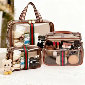 New Large Capacity Transparent Makeup Bag, Vintage Luxury Style, Multiple Sizes Available, Portable Multi-Functional Organizer, Transparent Vanity Bag