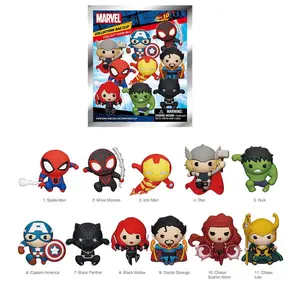 LZ-1PC Marvel Officially Licensed The Avengers Series 10 3D Anime Character Blind Box Cute Cartoon Spider-Man Iron Man Hulk Blind Bags Toy Bag Backpack Charm Key Pendant One Random Keychain Birthday Christmas Party Gifts whole set