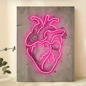 Vintage Pink Anatomical Heart Canvas Art Print - Unframed Poster for Gift, Halloween Decoration, Living Room, Wall Decor, Home and Dormitory Decor