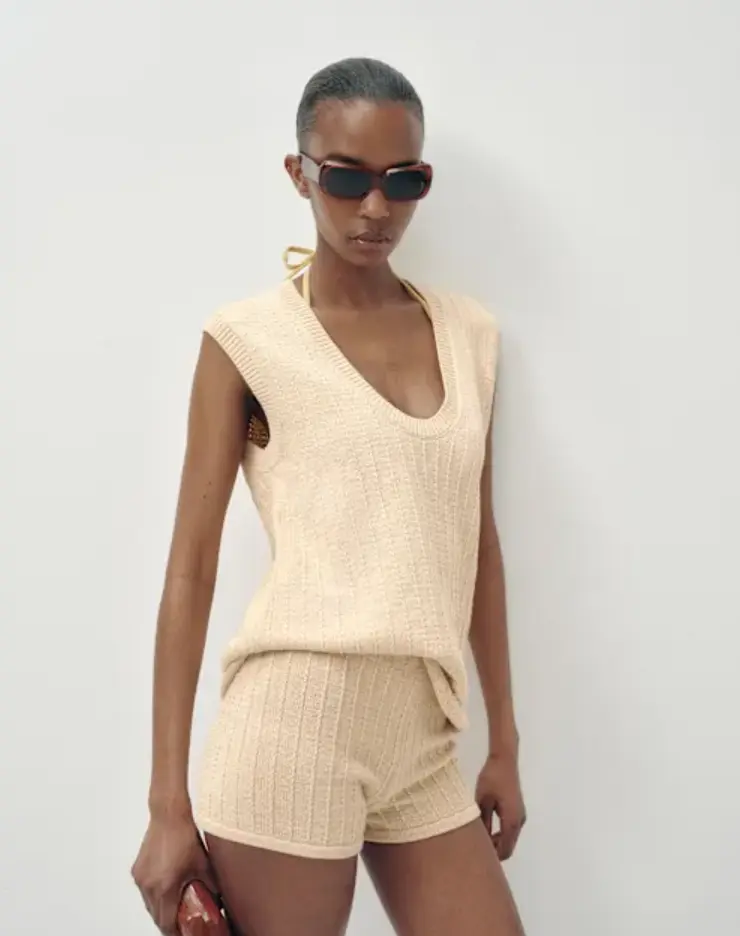 REFORMATION Pari Cotton Sweater Set - Birch