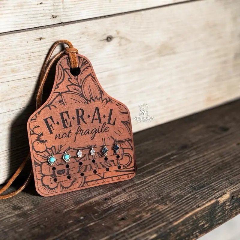Western Leather Earring Holder | Genuine Leather Earring Holder | Handmade Cowgirl Gift | Everyday Carry | Feral