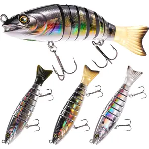 Swimbaits Northern Pike Fishing Lures,6.5in Glide Bait for Bass Multi Jointed Swim baits, Musky Lures with 3D Holographic Bionic Finish