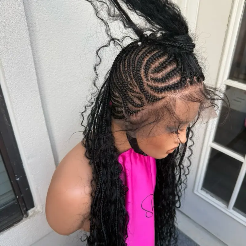 Mohawk Braided Wig Full Lace wig. Braid for black women. Grade A Fiber Full lace