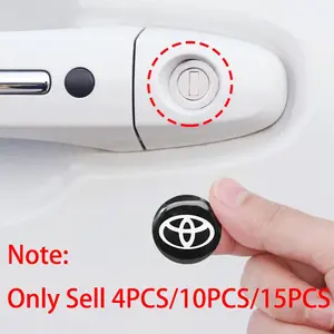 4/10/15Pcs 3D Epoxy Resin Car Door Lock Sticker Keyhole Anti-blocking Protection Stickers Car Styling For Toyota Corolla Camry Chr RAV4 86 Hilux Prius Highlander Avensis Auris Auto Accessories Car Decals Vehicle Exterior Decoration Automobile Decals