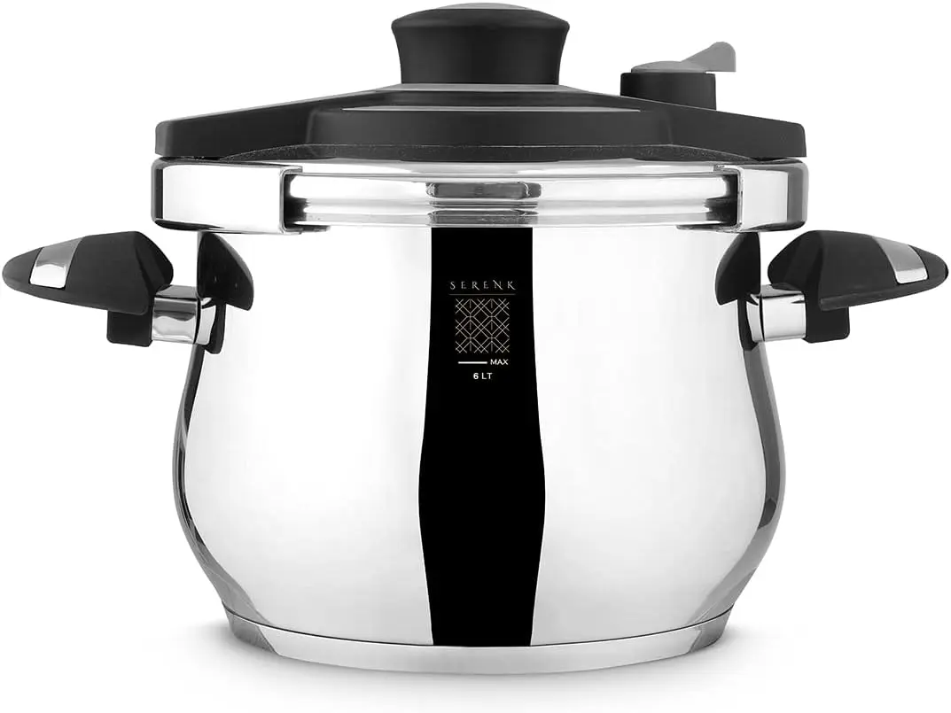 Pressure Cooker Stainless Steel 6 Quart, Induction Compatible, Pressure Cooker Pot, Multi Cooker, Olla de Presion, Pressure Pot, Cookware, Pots and Pans, Sous Vide, w/Secure Safety Lid Lock