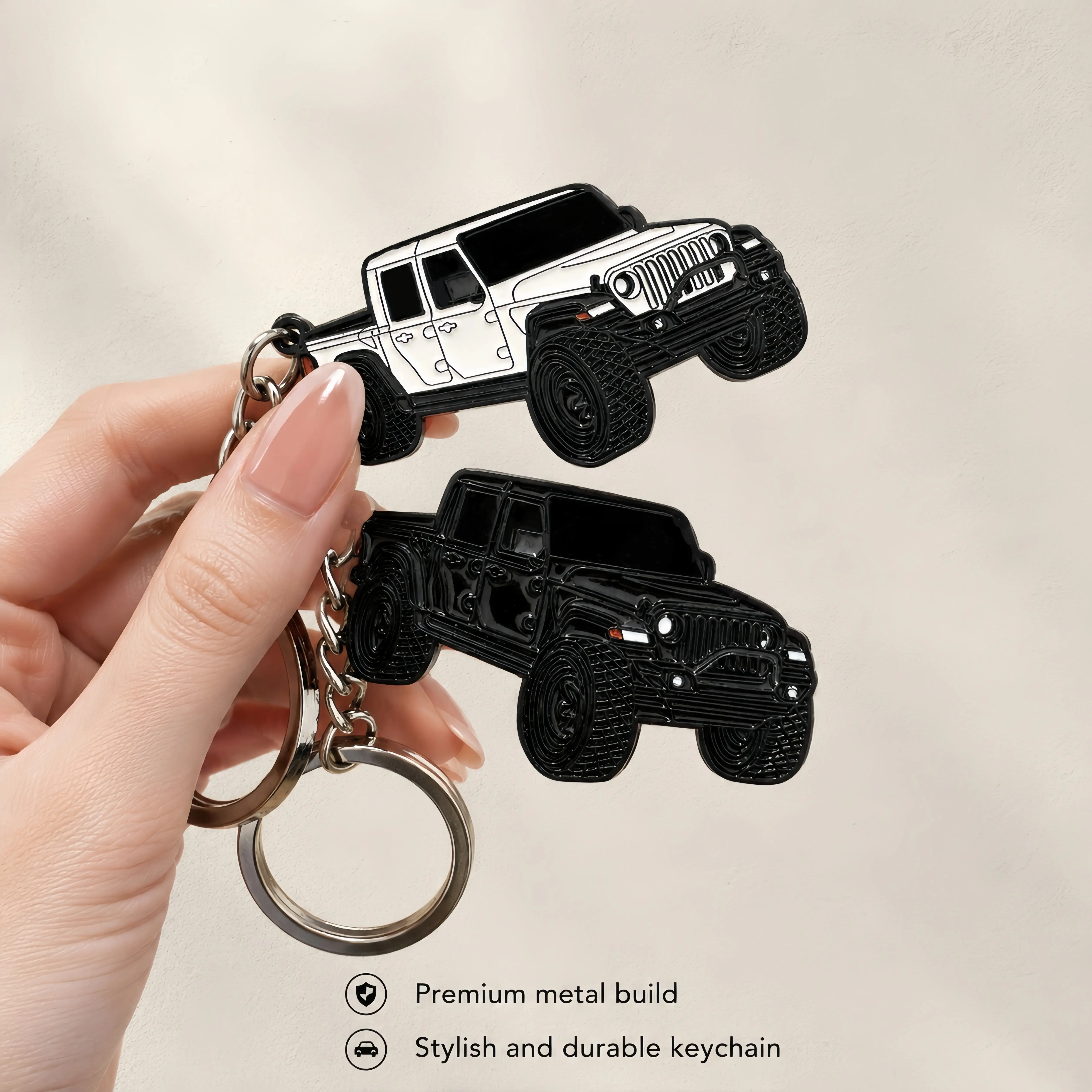 Double-Sided Zinc Alloy Enamel Keychain Charm - Scratch-, Fade-, Wear-Resistant Metal Keychain, Portable 4WD Overland Off-Road Gear, Cool Pendant for Lifted Mid-Size Pickups, Ideal Gift for JT Gladiator Truck Owners (Truck Accessories), Keychain Charms