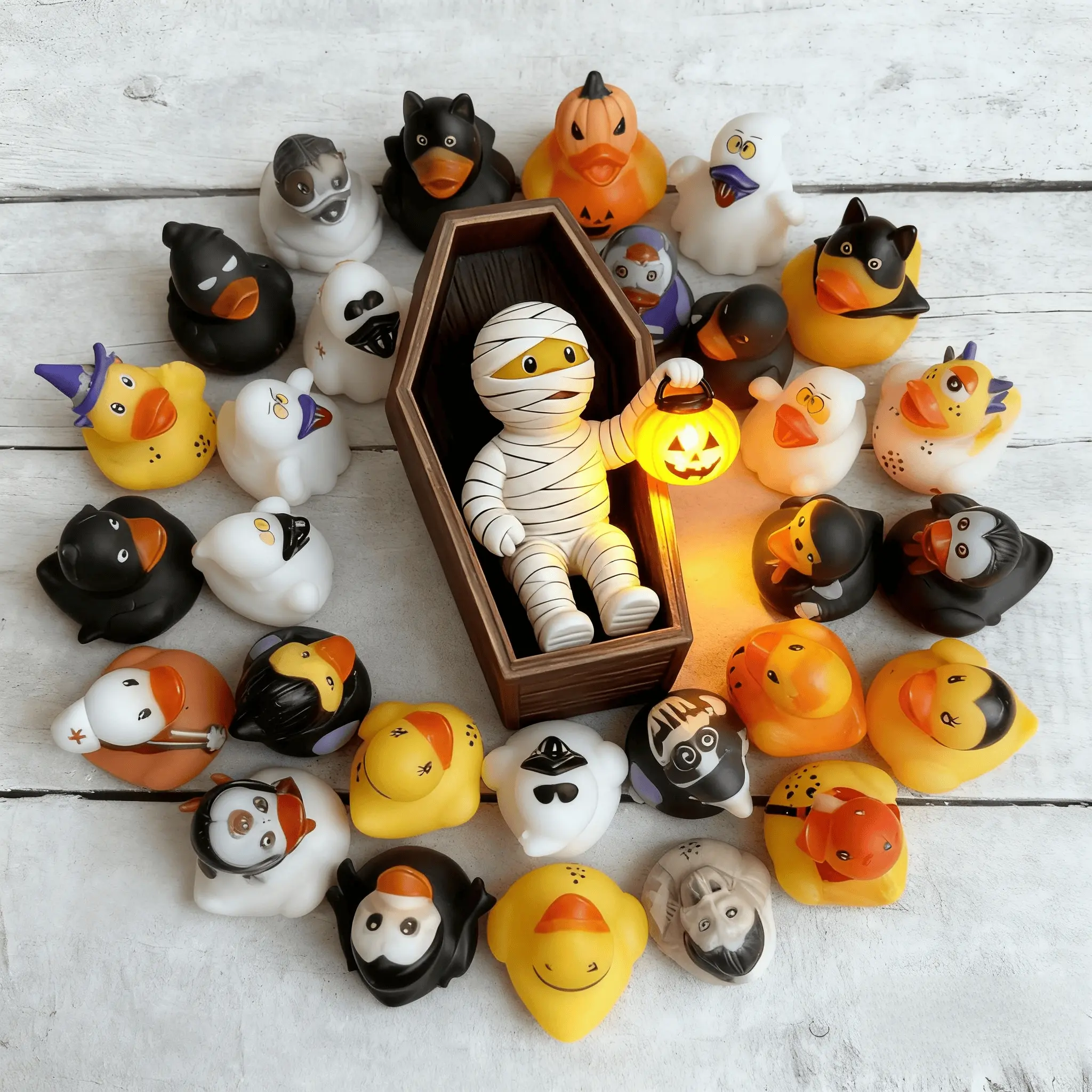 10pcs Random Style Cute Christmas Halloween New Year Duck Bath Toys, Stress Relief Rubber Ducks, Perfect Gift for Kids Friends