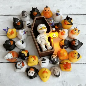 10pcs Random Style Cute Christmas Halloween New Year Duck Bath Toys, Stress Relief Rubber Ducks, Perfect Gift for Kids Friends