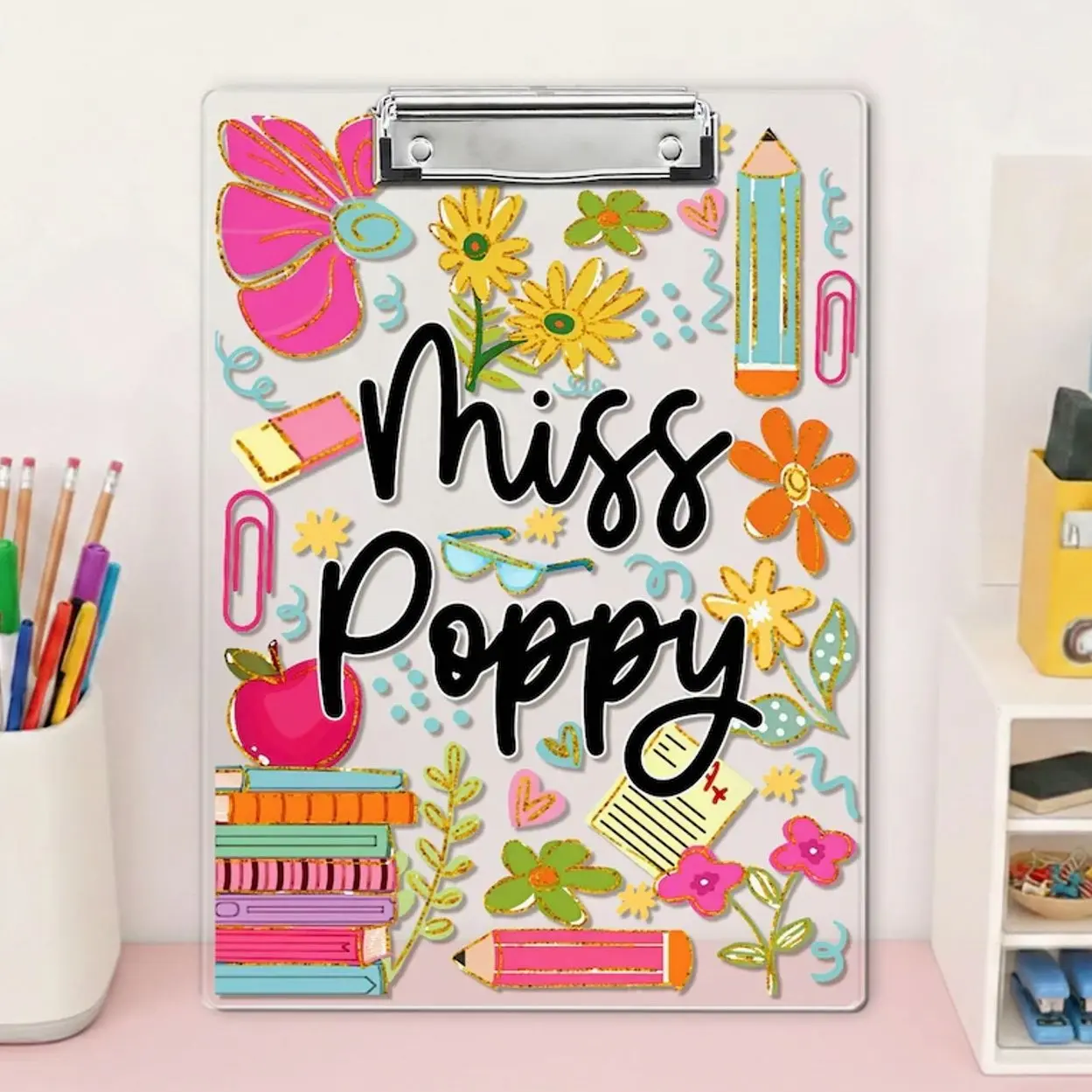 Personalized Boho Floral Teacher Clipboard, Teacher Appreciation Gift, Back To School Teacher Gift, Teacher School Supplies