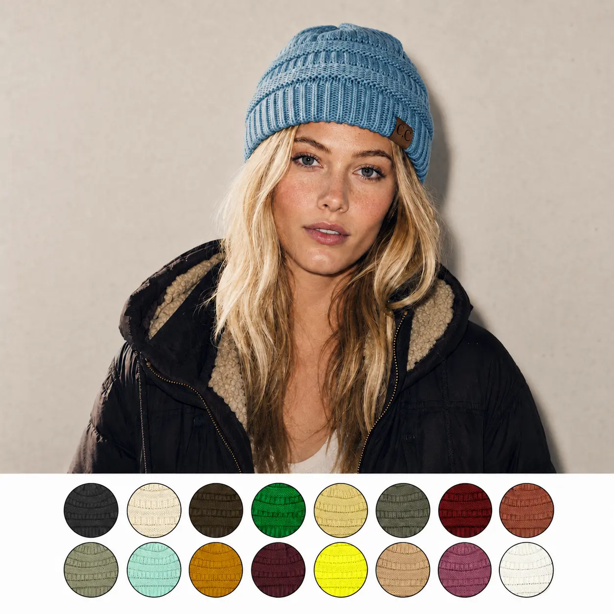 C.C. Solid Ribbed Knit Beanie Hat - Unisex Winter Stretchable Warm and Comfortable Beanie for Men & Women