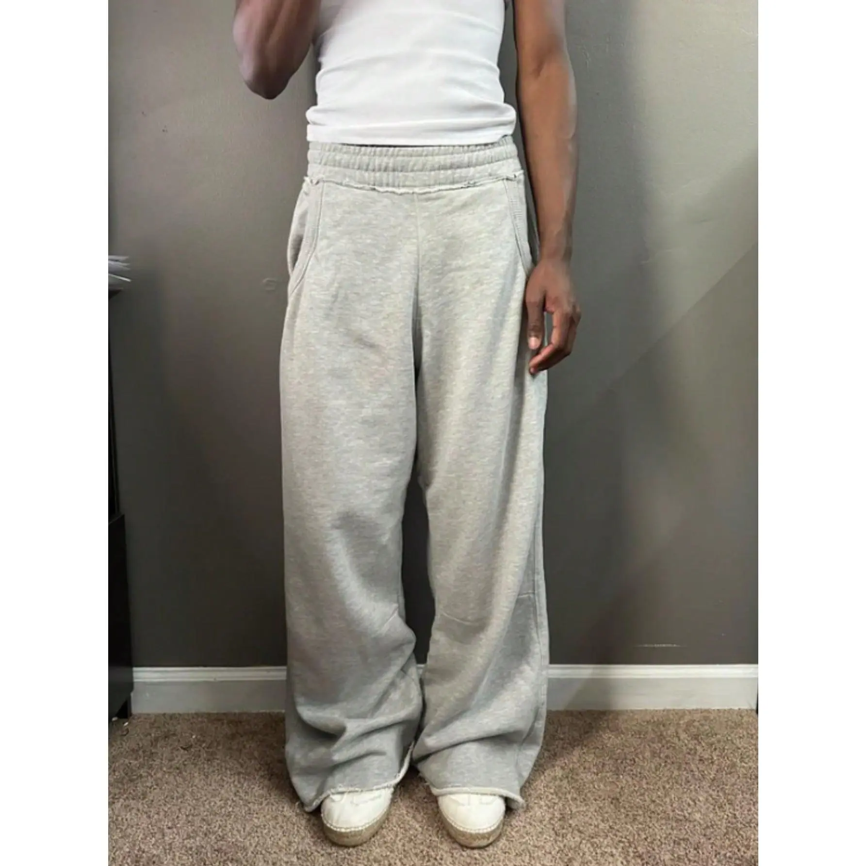 Baggy Sweatpants Ripped Elastic Waist Wide Leg Lounge Sweat Pants Joggers Track Pants