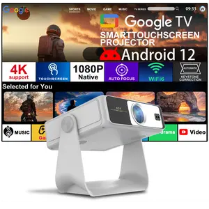 Smart Projector with 7" Touch Screen, 1080P HD, WiFi 6 Bluetooth 5.2, Auto Focus Keystone, Phone Mirroring Supported, 180° Rotation, Android 4K, Indoor Outdoor Living Room