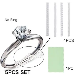 Ring Size Adjuster for Loose Rings with Polishing Cloth, 4-8 Sizes, Invisible Ring Guards for Women & Men, Ring Resizer, Spiral Silicone Tightener Set