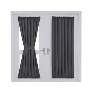 Deconovo Blackout Door Curtain - 1 Panel, French Door Window Drapes with Rod Pocket Design for Bedroom Doors