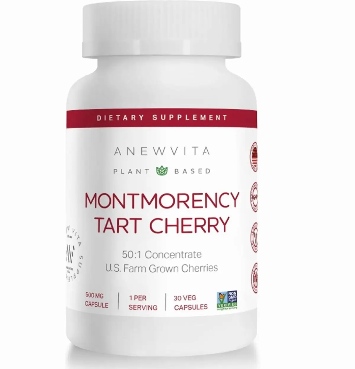 Tart Cherry Extract, CherryPURE 50:1 Concentrate, 30 Capsules | Antioxidants and Flavonoids for Gout and Muscles, Non-GMO, Gluten-Free and Vegan, Made in the USA, 1-Month Supply