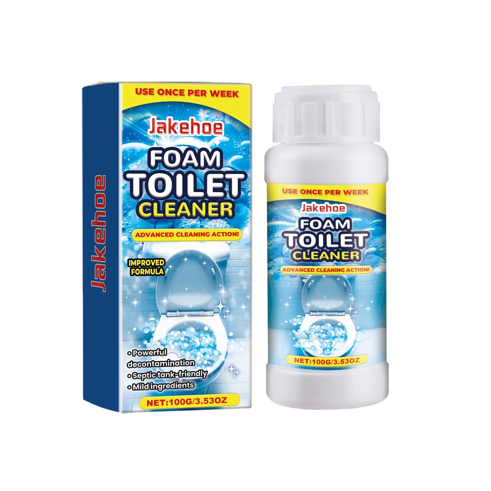 JAKEHOE Foam Toilet Bowl Cleaner Spray - Stain-Removing, Disinfecting, Non-Bleaching Household Urine Scale Remover & Odor Eliminator, Stain-Removing Toilet Cleaners, Disinfecting Toilet Cleaners