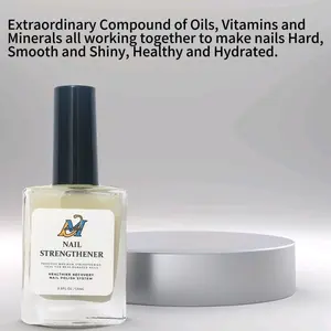 M&G Avenue Hydrating Nail Strengthener with Keratin & Botanicals Gentle Nourishing Clear Formula for Weak Damaged Nails Cruelty Free Sensitive Manicure 15ml Plant Moisturizer Moisture