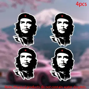 4pcs-Che Guevara Decals Sticker-car stickers for doors, windows, laptops, luggage, furniture and bumpers-durable adhesive vinyl material