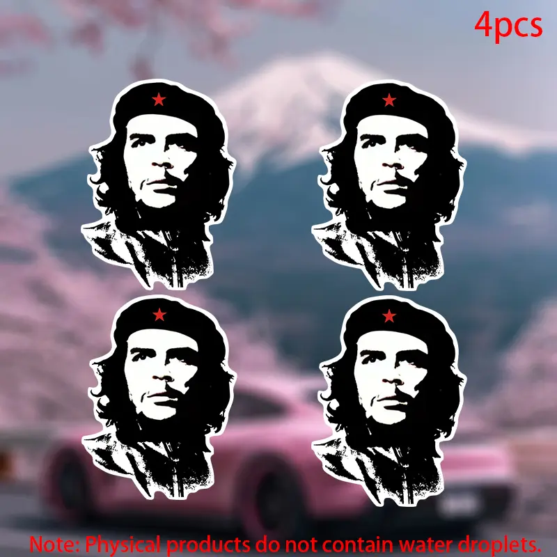 4pcs-Che Guevara Decals Sticker-Universal Car Sticker-car stickers for doors, windows, laptops, luggage, furniture and bumpers-durable adhesive vinyl material