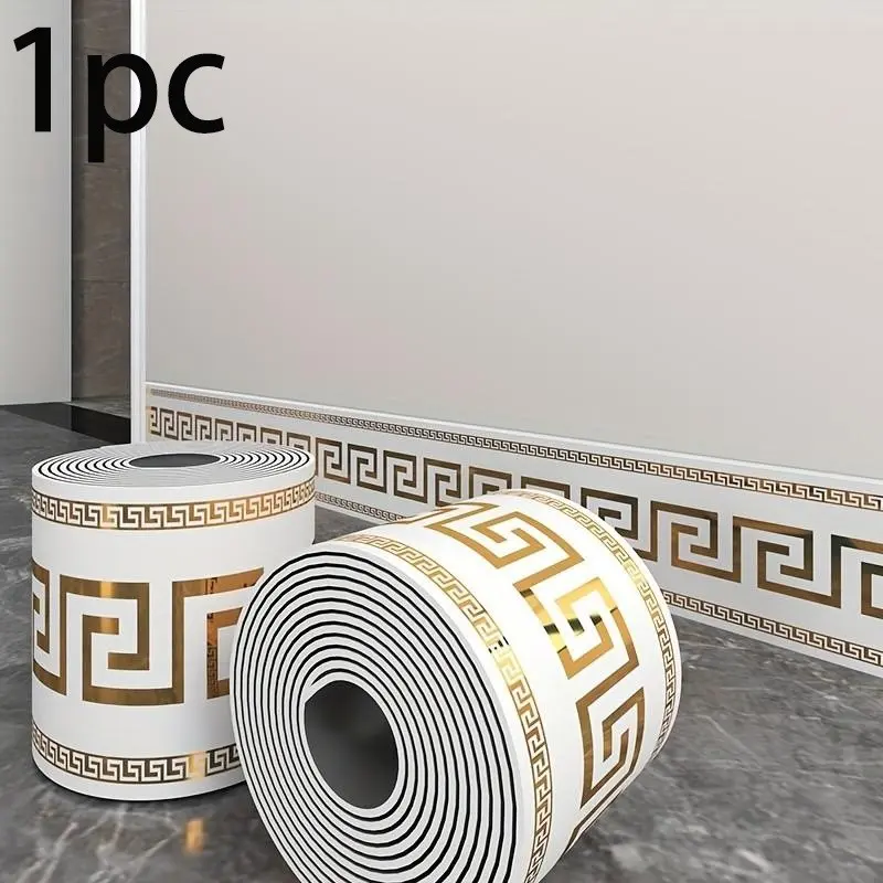 Luxury Pvc Self Adhesive Skirting Board Corner Protector Strip, Interior Walls, Strong Adhesion, One-Piece Edge Protection, DIY Installation, 1 Roll 10cm X 5m, Wallpaper Border Peel And Stick