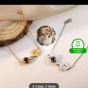 Custom pet memorial paw bracelet - personalized photo charm