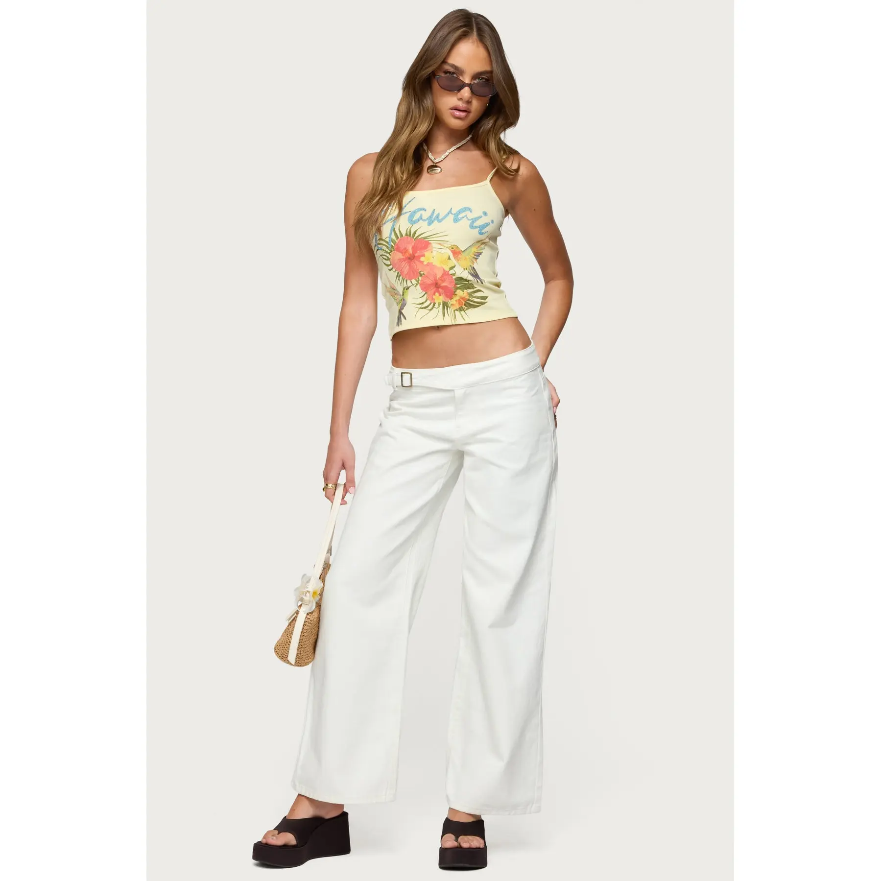 Buckle Low Rise Straight Leg Pants