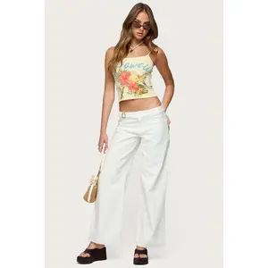 Buckle Low Rise Straight Leg Pants