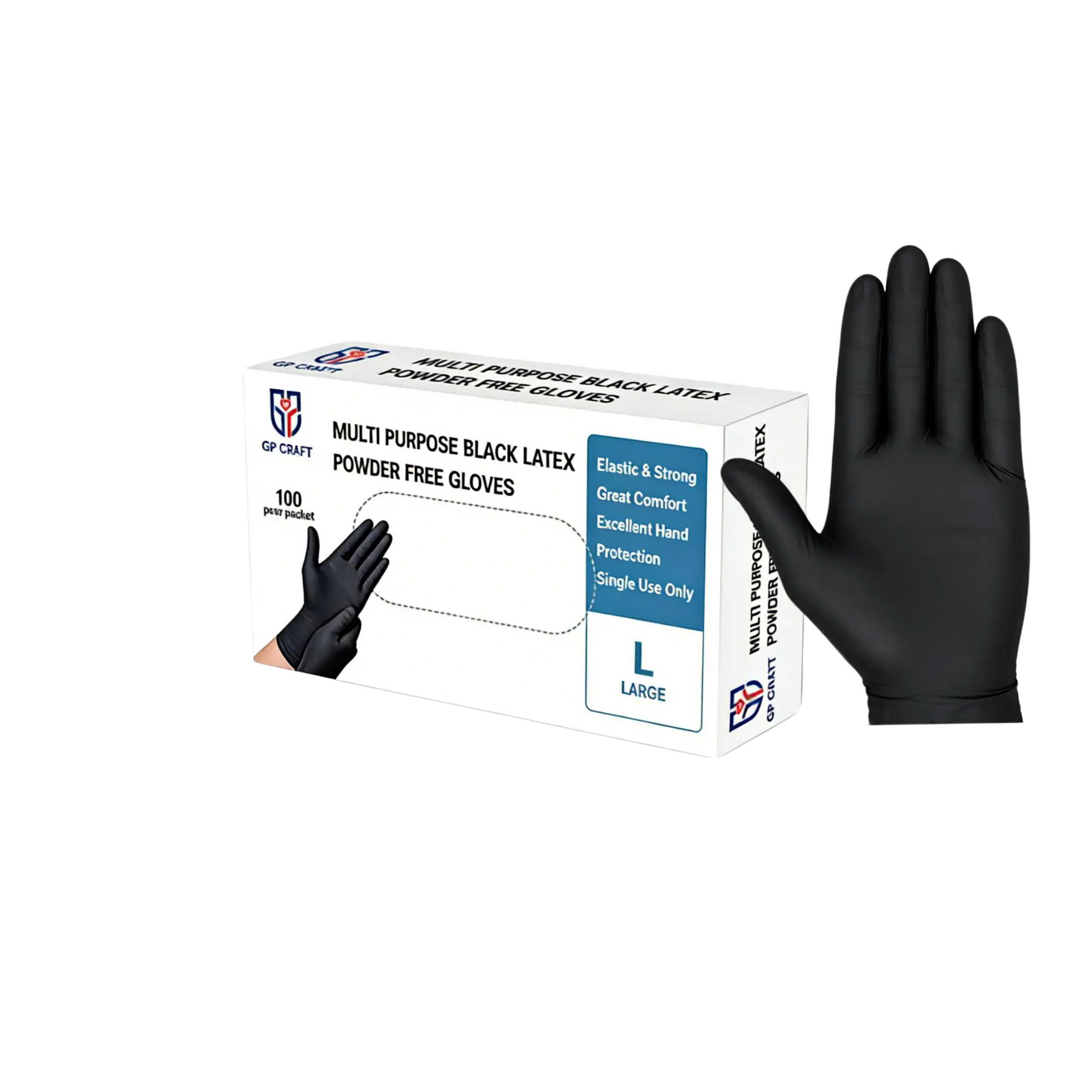 Black Disposable Latex Gloves, 5mil, Powder-Free, Durable 1-Size-Fits-All Heavy-Duty Non-Slip Cleaning Gloves for Kitchen, Food Prep, Durable Cleaning Gloves, One-Size-Fits-All Cleaning Gloves