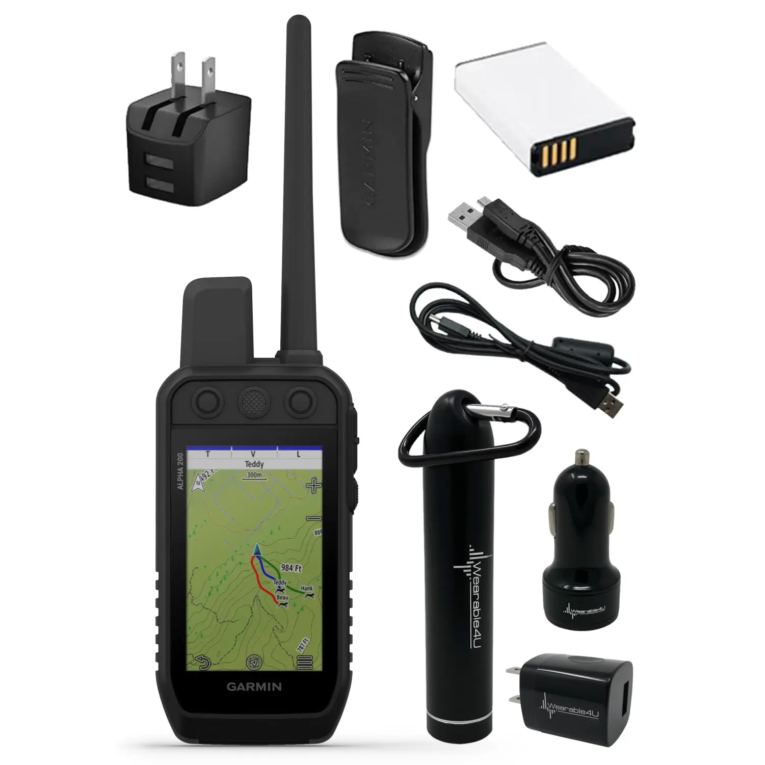 Garmin Alpha 200 Handheld GPS Device - Black, 010-02616-50 Dog Monitor Equipment with USB Charging, Waterproof Design, Rechargeable Battery, Memory Storage, Water Proof