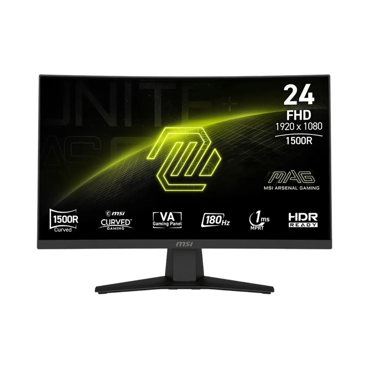 MSI MAG 244C 23.6" 16:9 Full HD 180Hz Curved VA LED HDR Gaming Monitor, Metallic Black, Monitors, Curved Screen