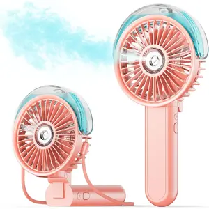 Portable Misting Fan - 180? Foldable Handheld Personal Fan with Mist Spray, 3 Speeds, 30ml Water Tank, USB Rechargeable for Travel, Outdoors, Makeup, Camping, Home, and Office Use
