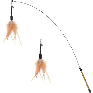 Teaser   - Interactive Wand with Extra Long 34.5" Wand and Small , Fun Exerciser Playing  for Kittens or Cats, Brown