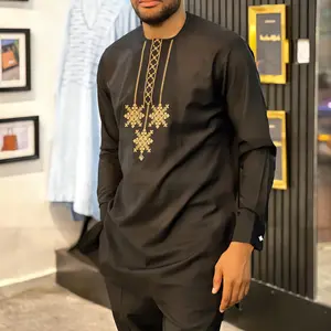 Kaftan Men's Suit Printed Top Trousers African Ethnic Casual Traditional Cloth 2PCS Suits Outfits Wedding Wear Fashion Male Sets