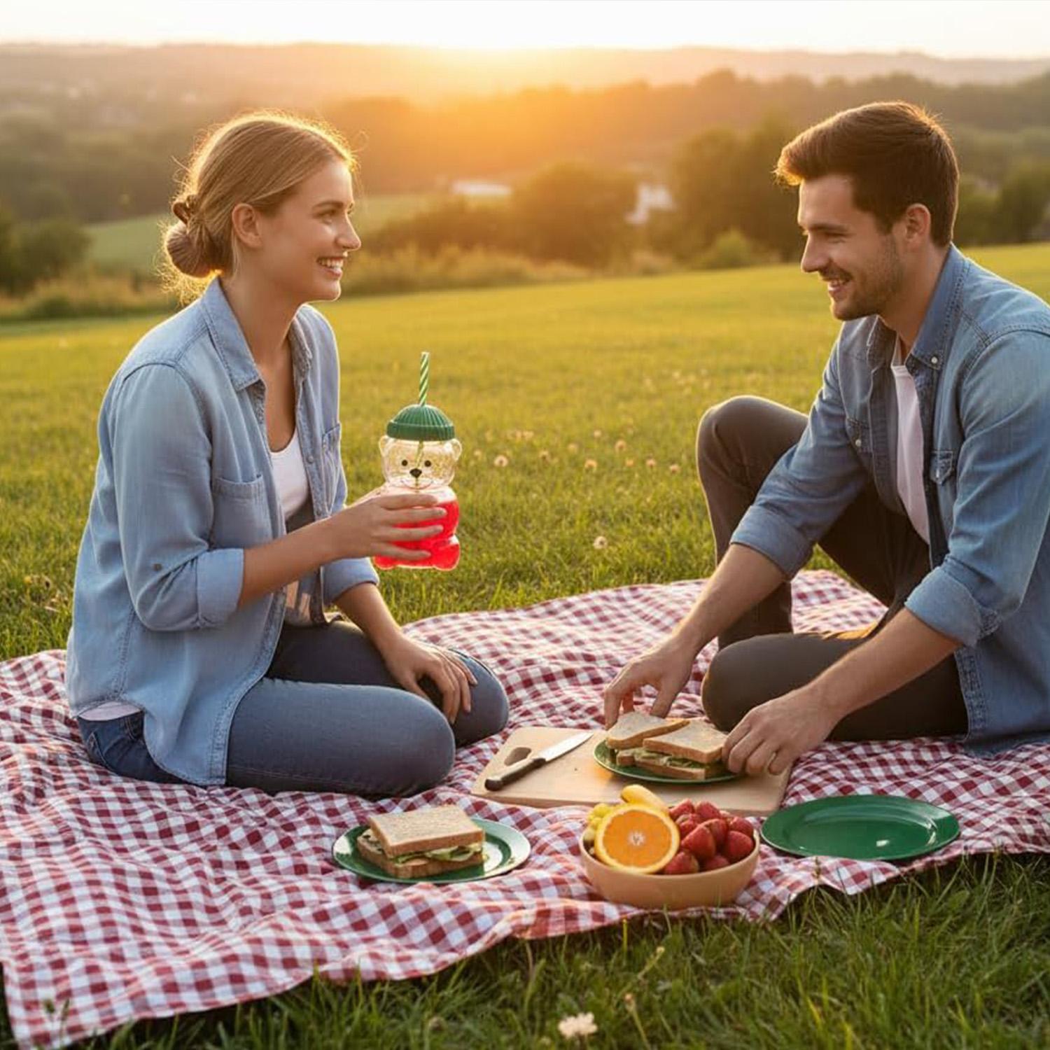 Summer Vibe Check!  Aesthetic Green Bear Glass with Hat & Straw | Cutest 20oz Iced Coffee Cup for Sunny Days, Picnics & Matcha Lovers,teen girl gifts