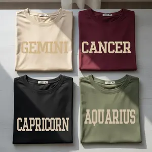 [Full 12 Zodiac]  Minimalist T-Shirt, Star Sign Graphic Tee for Men and Women, Casual Horoscope Outfit, Perfect Gift for Zodiac Lovers, Aries to Pisces Collection