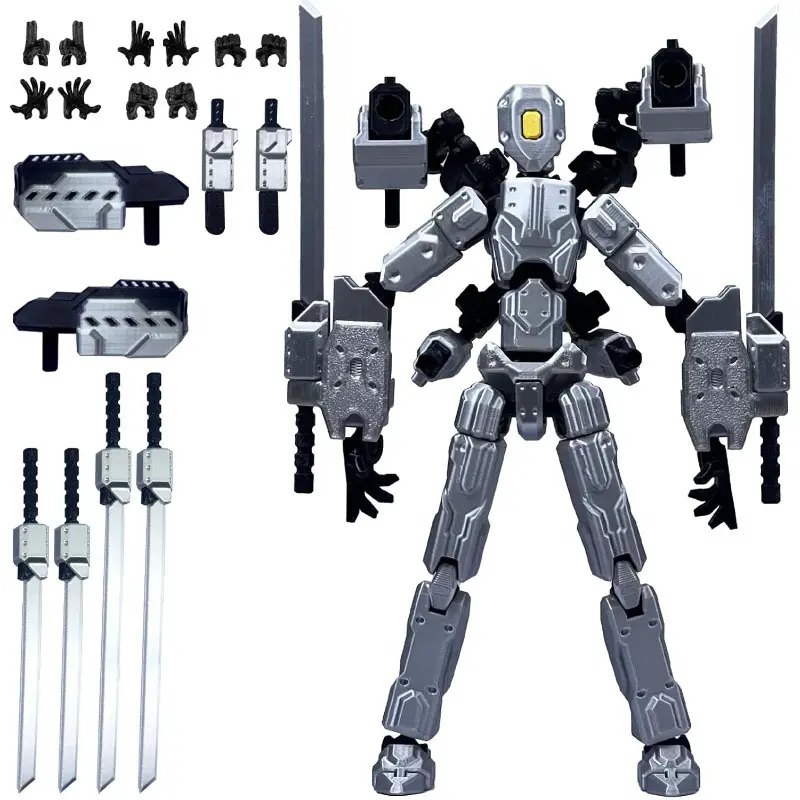Cool T13 8-in ABS Articulating Figurine Set - Movable Joints Assembled Robot Model, DIY Art Projects Accessory, Photography Prop, Collectible for Game Lovers, Desktop Decoration Toy
