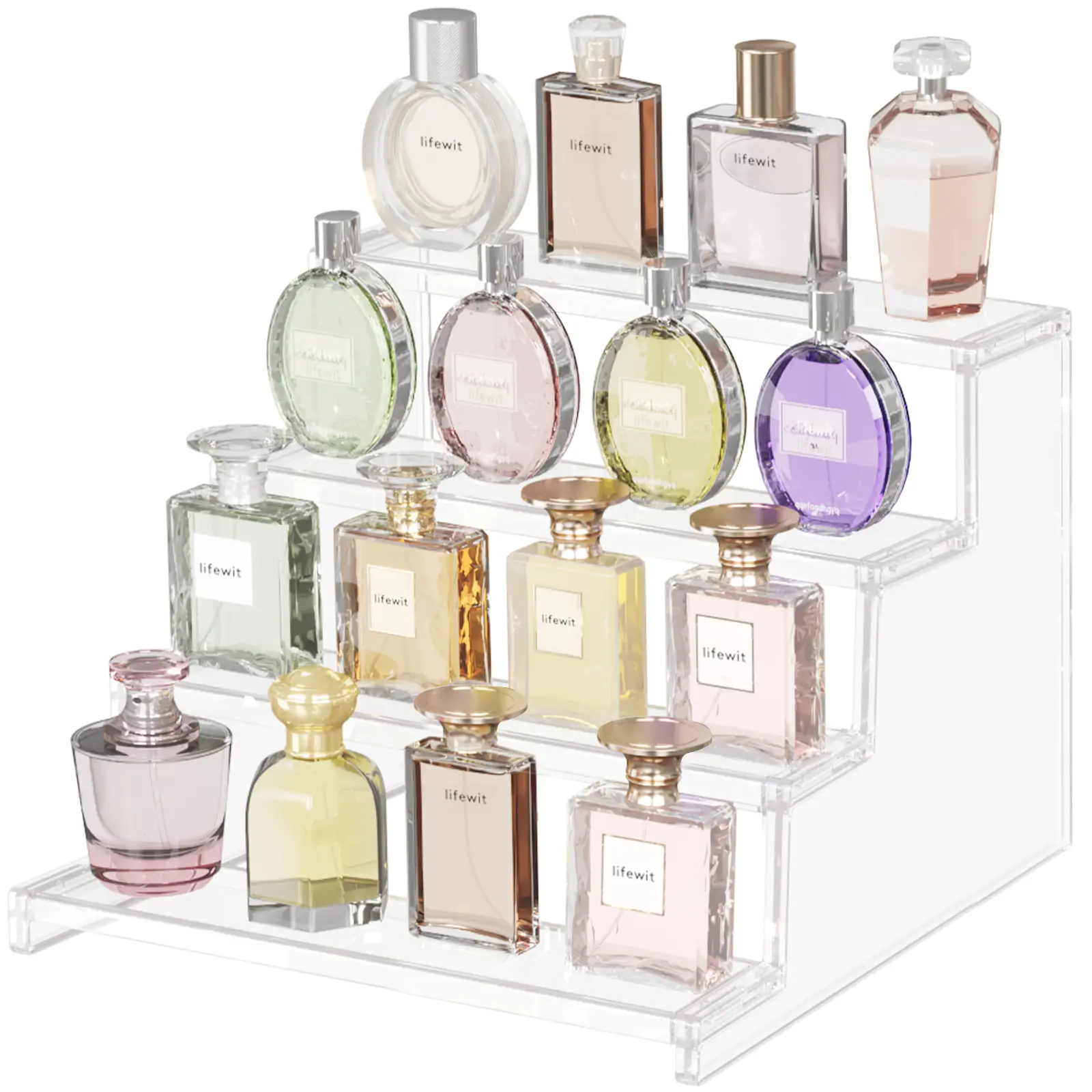 Lifewit 4 Tier Clear Display Stand for Perfume, Cologne, Fragrance, Skincare, Makeup, Cosmetics, Figures, Cupcake, Dessert Shelf Organiser #SummerVibes,summerwins